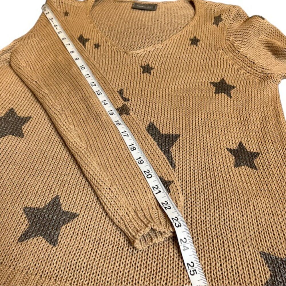 Wooden Ships Knit Sweater Natural‎ Tan Metallic Black Stars Oversized S/M - Picture 9 of 10